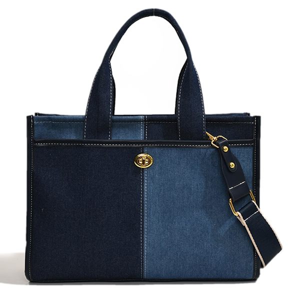 Denim Tote Bag Large Shoulder Bag Handbag Work Office Travel :< - Picture 1 of 7